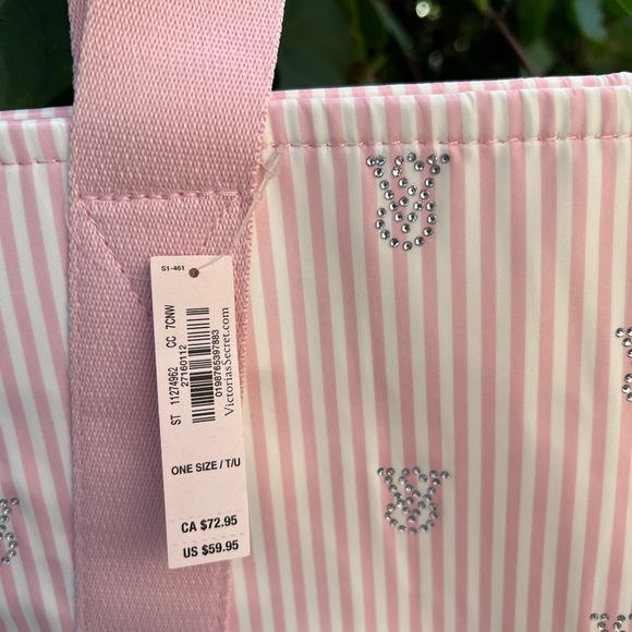 Victoria Secret Pink and White Striped Tote - Picture 3 of 4